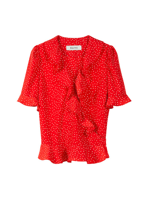 Frill Short Sleeve Blouse in Red_VW0SB1170