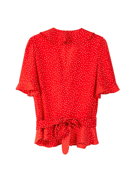 Frill Short Sleeve Blouse in Red_VW0SB1170