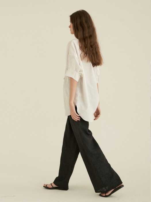 Linen Wide Pants [Black]