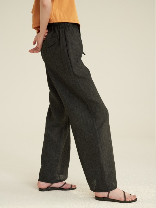 Linen Wide Pants [Black]