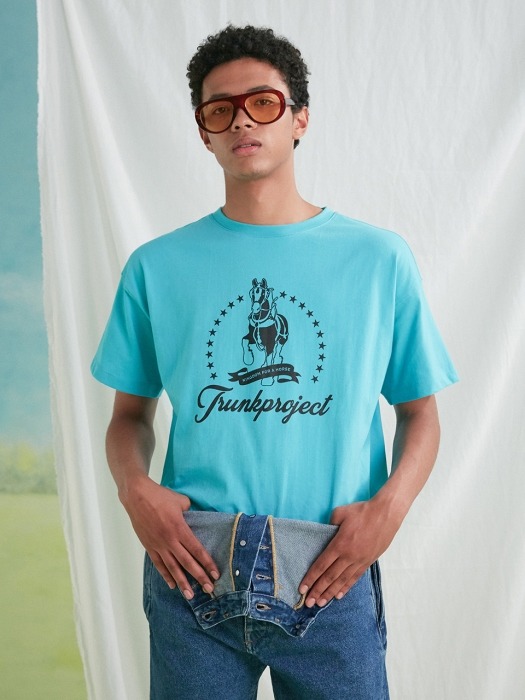 Hores Print T Shirts_ blue green