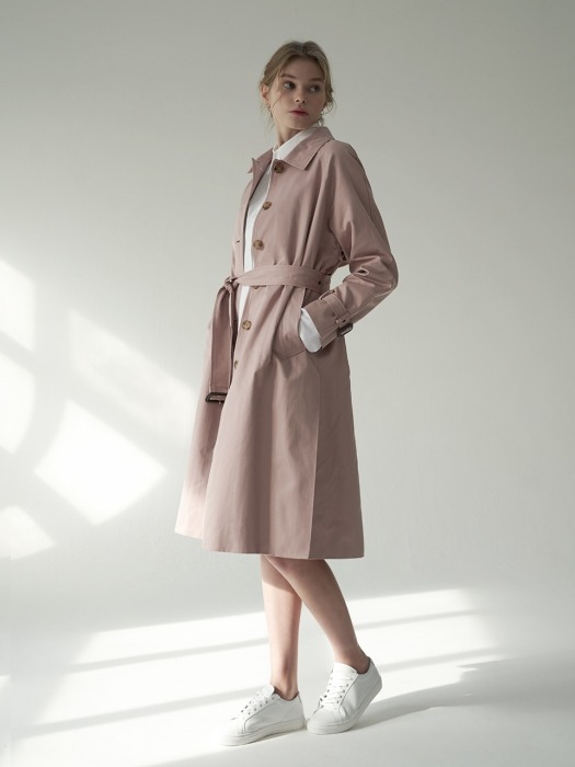 Side slit trench coat_Pink