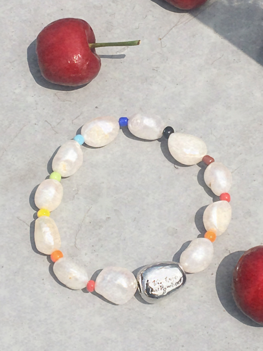 Rainbow Beads n Pearl Bracelet