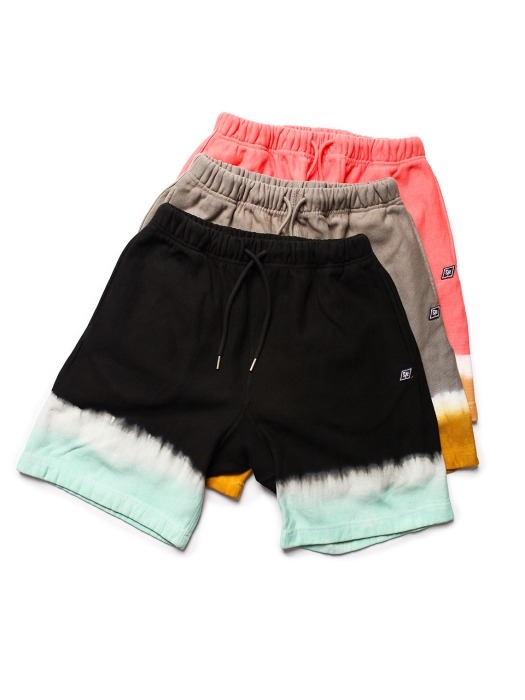 Stripe Tie-dye Sweat Shorts -Grey&Mustard-