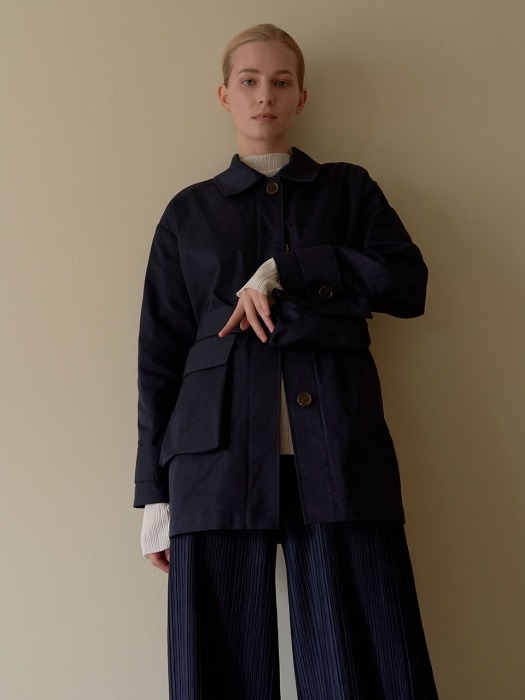 Pocketable trench coat - Navy
