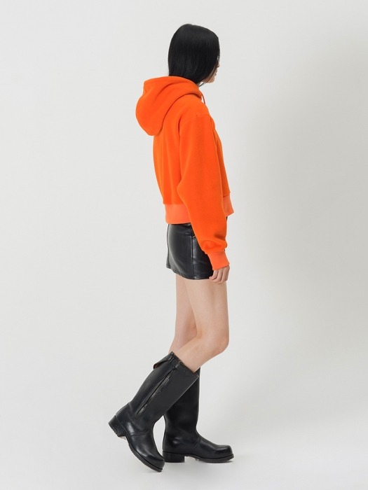 C FRONT SLIT FLEECE HOODIE_ORANGE