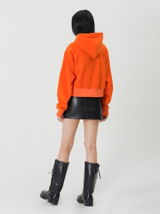 C FRONT SLIT FLEECE HOODIE_ORANGE