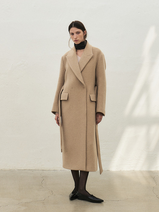 RTW CASHMERE PEAKED COLLAR LONG COAT_3COLORS