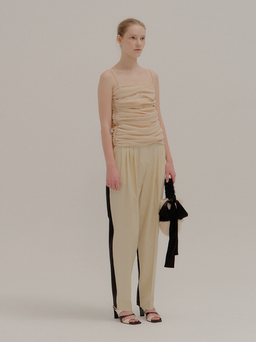 PEONY Two-tone Paneled Tapered Pants Beige