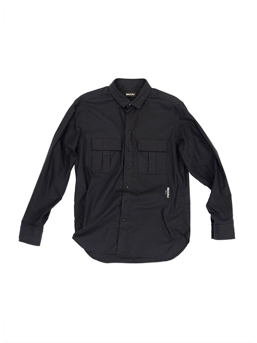 Military Button Down Oxford Shirt Black (Genderless)