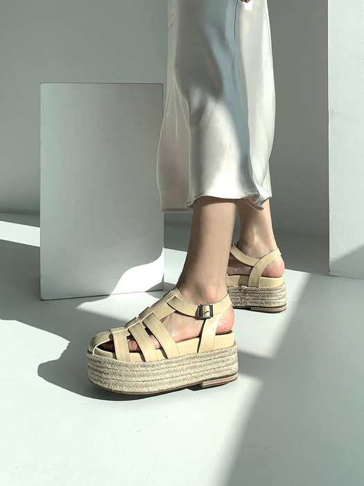 Espadrille Strap Platform Sandal _eggshell