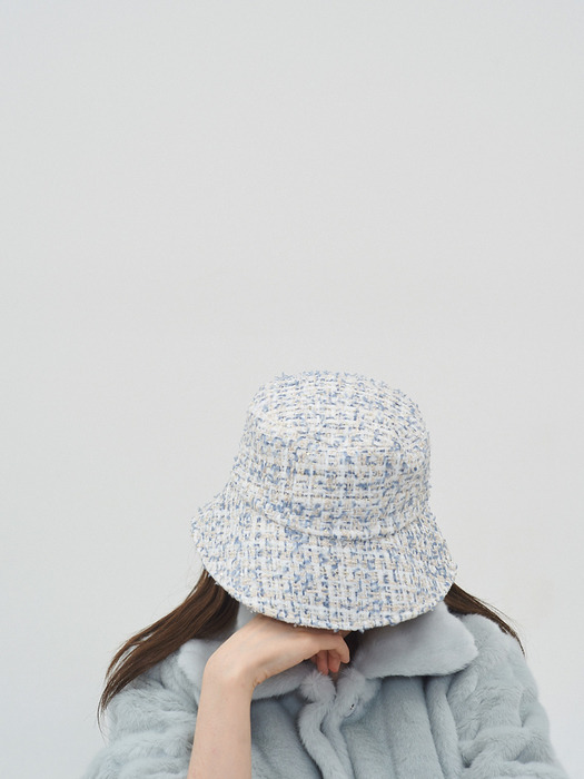 Tweed Bucket Hat (Blue beige)