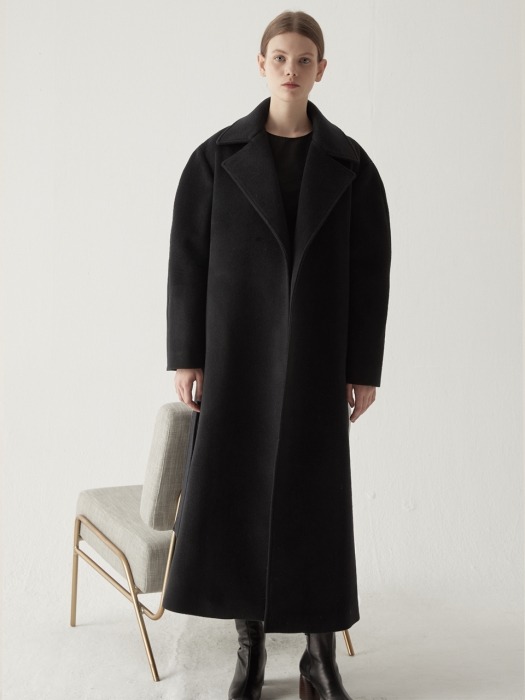 Cashmere blended maxi coat - Black