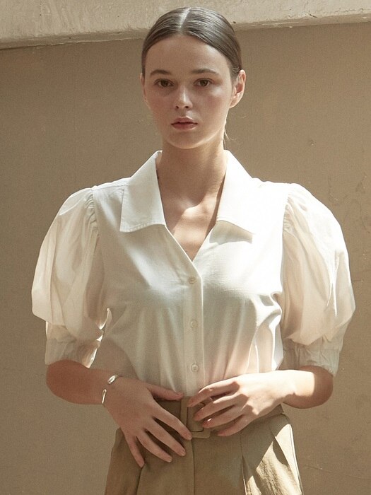 ouie389 banded sleeve puff shirts (ivory)
