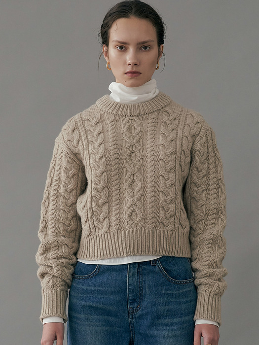 Noa Cable Crop Knit / Begie