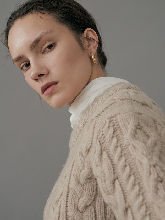Noa Cable Crop Knit / Begie