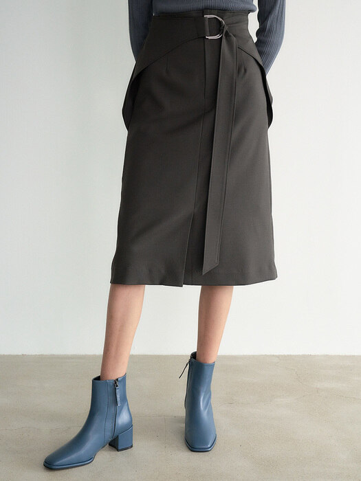 004 D Belted Midi Wrap Skirt (Ivory)