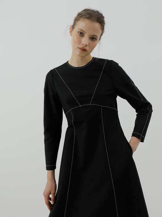 Stitch midi-dress_Black