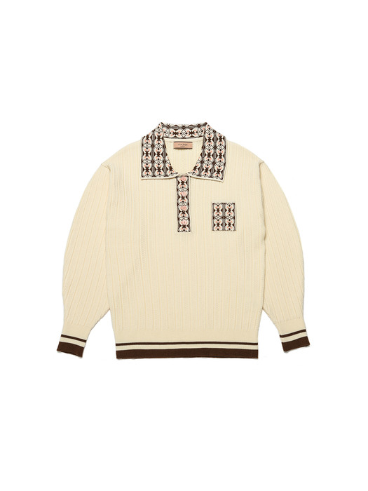 Collar Pattern Polo Knit_Ivory