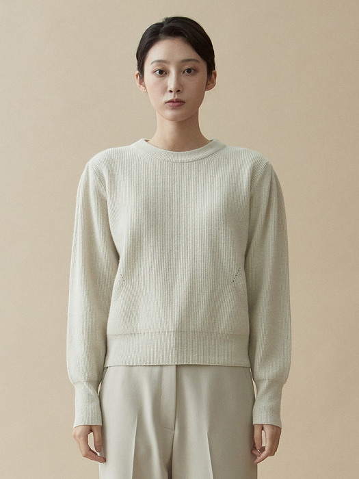 V.cashmere puff knit (gray beige)