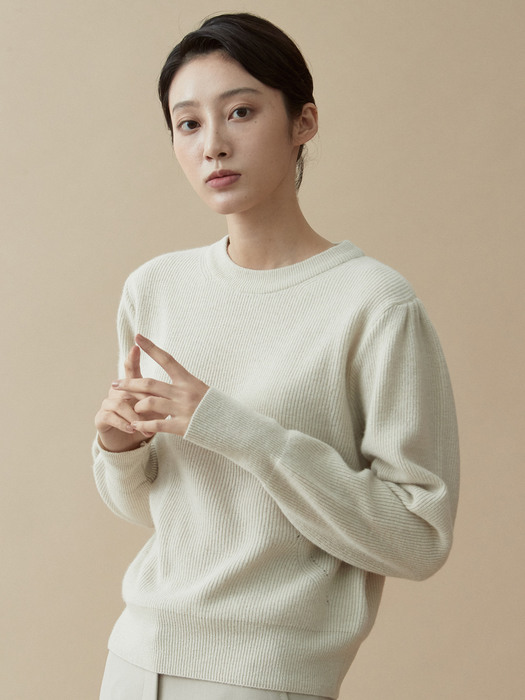 V.cashmere puff knit (gray beige)