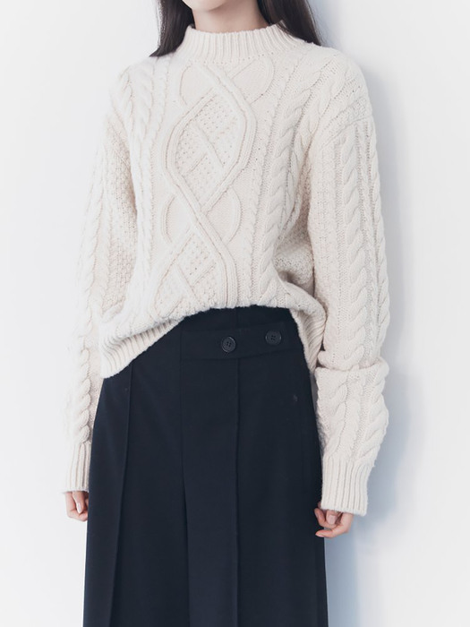 Cable Knit Pullover - White (KE0X51M040)