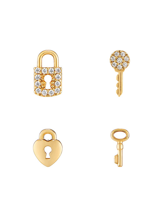 [2SET] Shine lock & key earring SET_SE0136