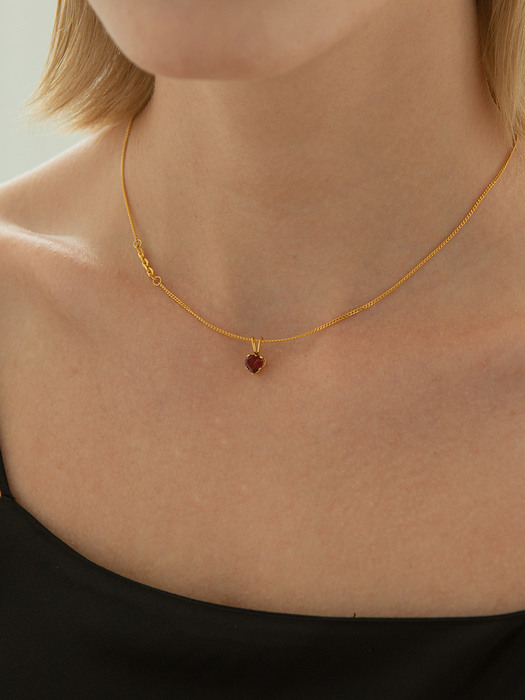Heart Stone Necklace (925 Silver,Garnet,Topaz).01