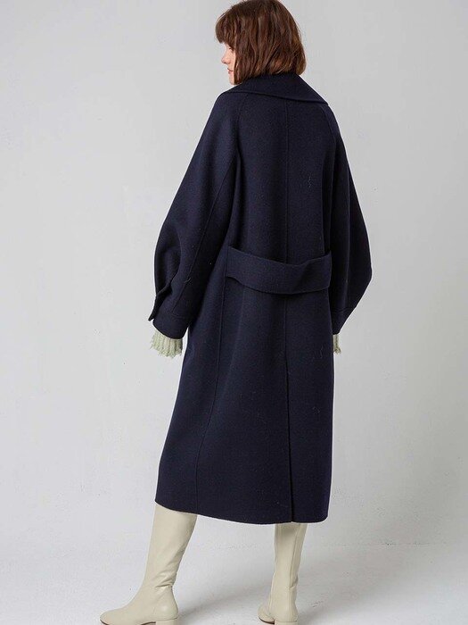 volume sleeve wool double coat(premium line)_NAVY