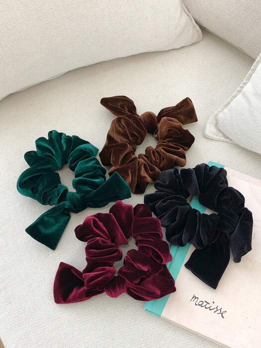 velvet ribbon scrunchie (4colors)