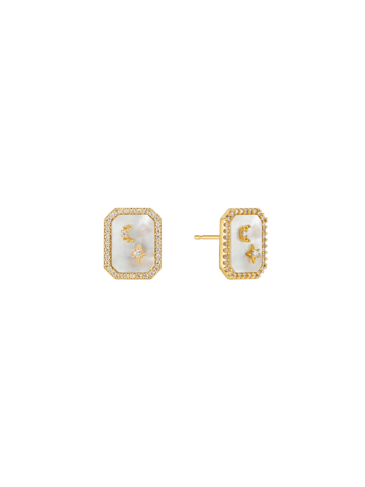 [silver925] Nacre Mignon Cubic Square Earring_EC1702