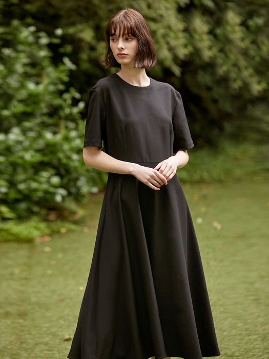Long Flared Dress - Black