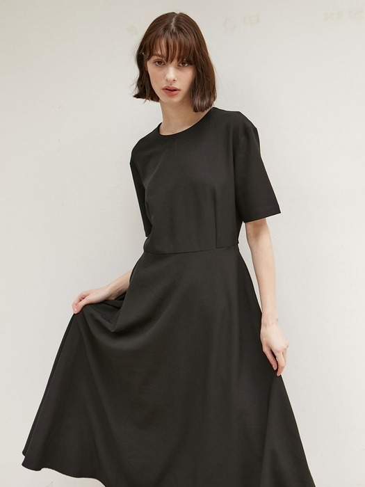 Long Flared Dress - Black