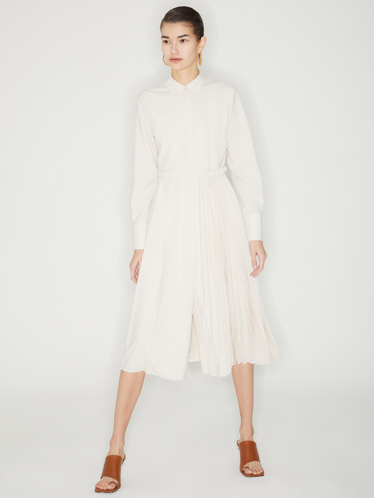 PLEATS SHIRTS DRESS_IVORY