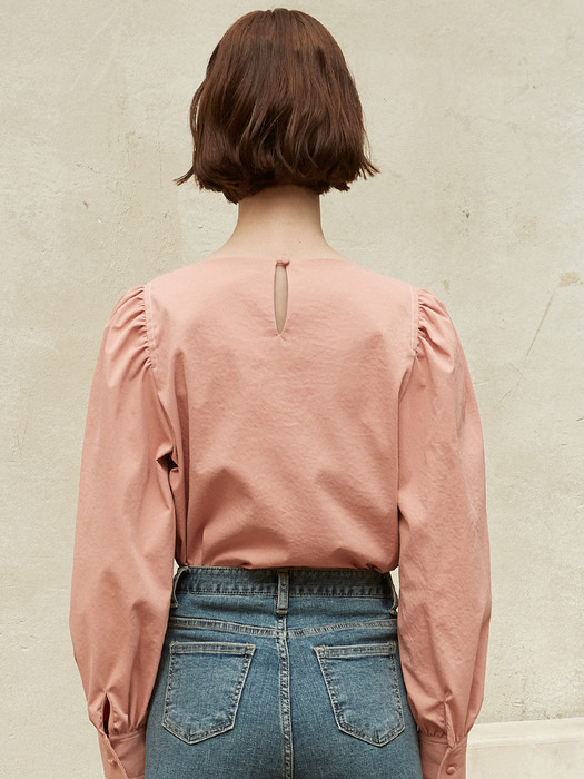 iuw981 frill square neck blouse (peach)
