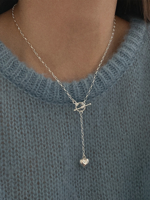 silver925 long clip heart necklace