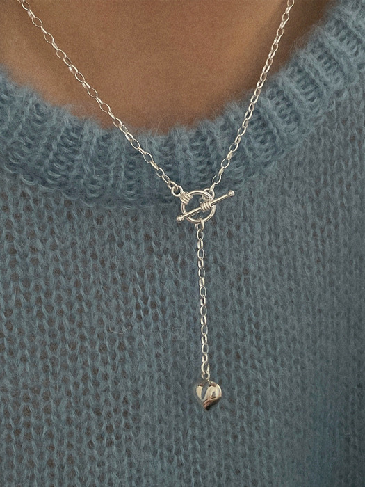 silver925 long clip heart necklace