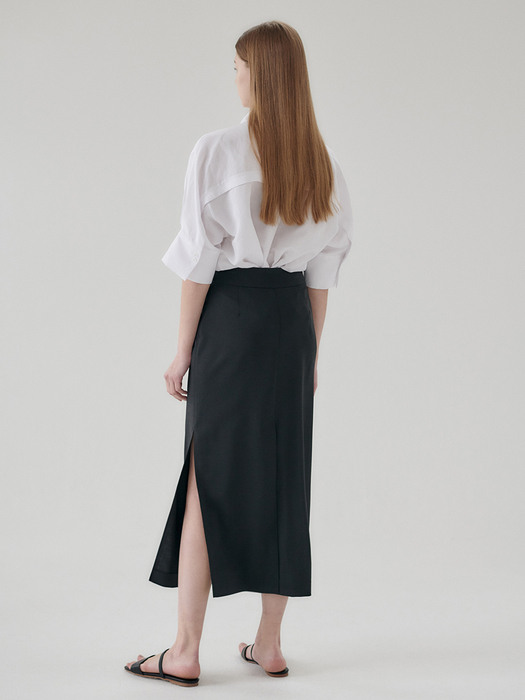 21N summer wrap long skirt [BK]