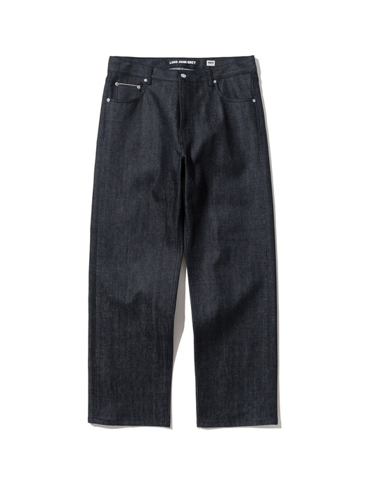 Straight selvage denim pants mid dark