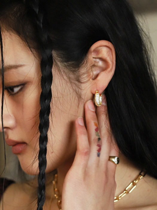 Full crystal hoop earring (2color)