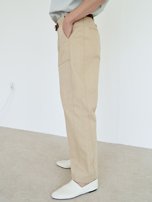 curved cutting pants (beige)
