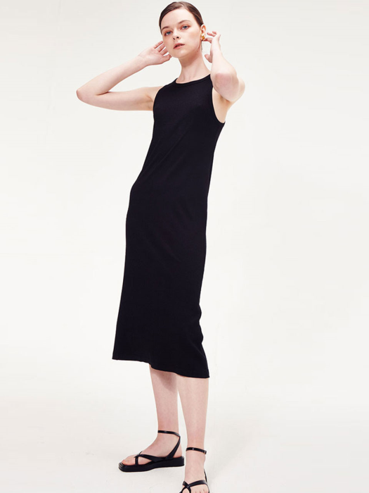 RIBBED COTTON MODAL BLEND ONEPIECE_BLACK