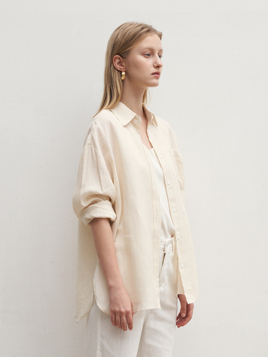 HIGH-TENSION LINEN SHIRTS_BEIGE