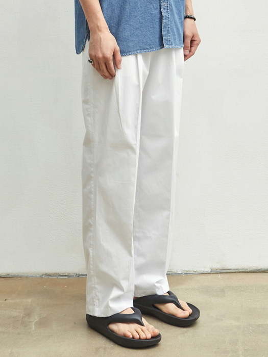 PIN TUCK WIDE PANTS_WHITE