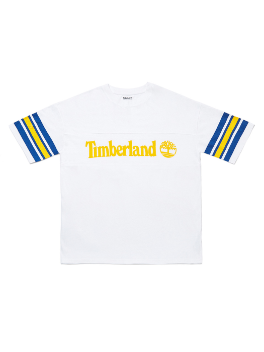 팀버랜드 남성 오버사이즈 로고 반팔 티셔츠 화이트 A1N98