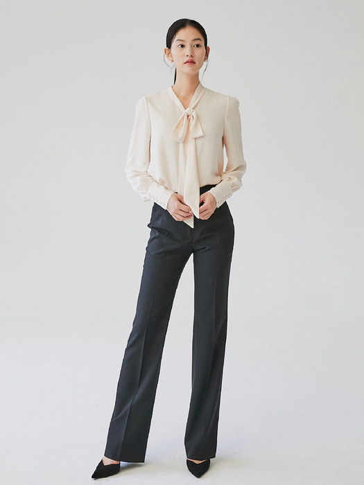 [미전시]KALI Ribbon tie long sleeve blouse (Pink Ivory)