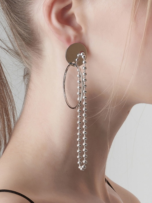 [Silver 925] Bold-Round Ball & Hoop drop Earrings