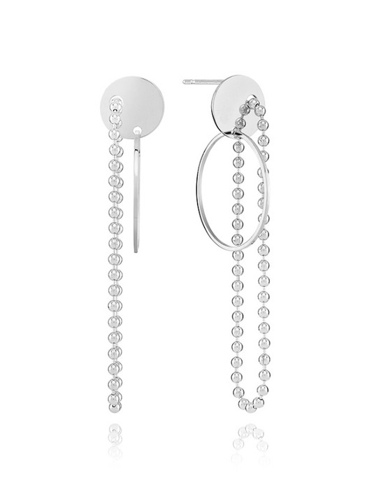 [Silver 925] Bold-Round Ball & Hoop drop Earrings