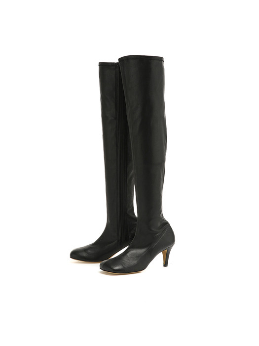 STRETCH KNEE-HIGH BOOTS [BLACK]