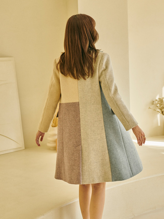 Color block wool coat